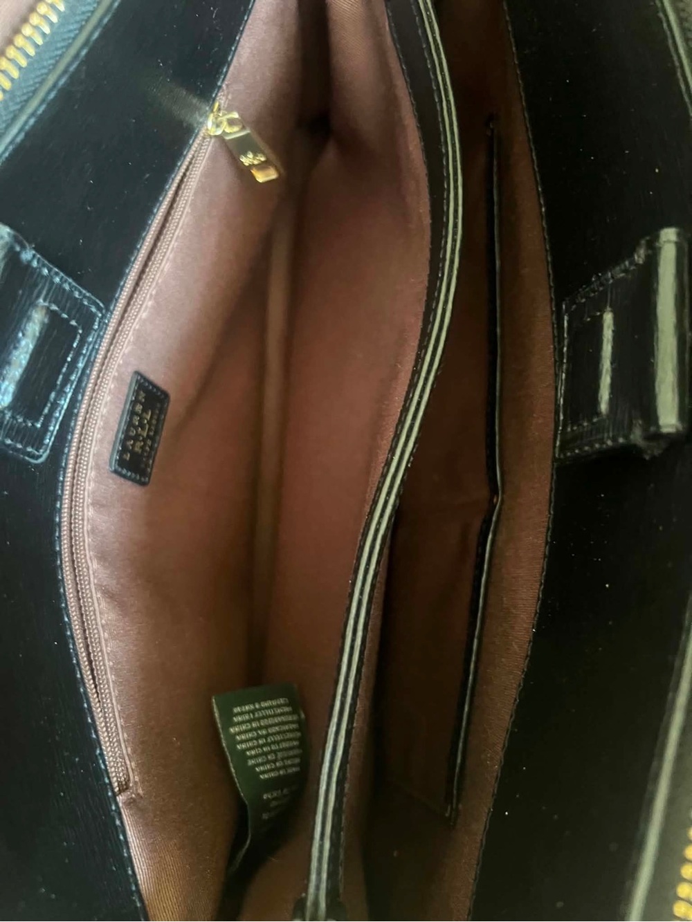Ralph Lauren Black Leather Satchel with Gold Logo Tag Accent - Picture 3 of 13